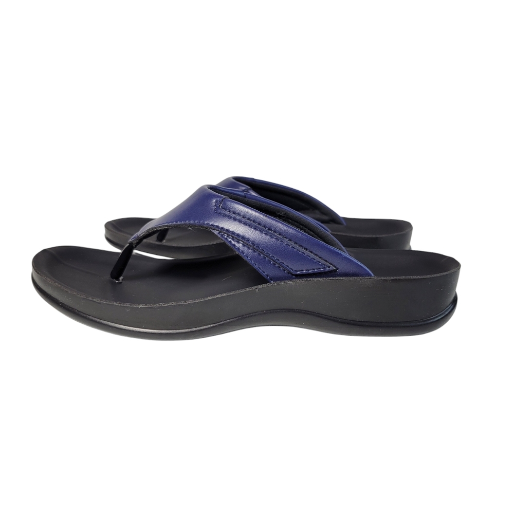 Aerothotic blue and black flip flop thong sandals Size 38 US 7